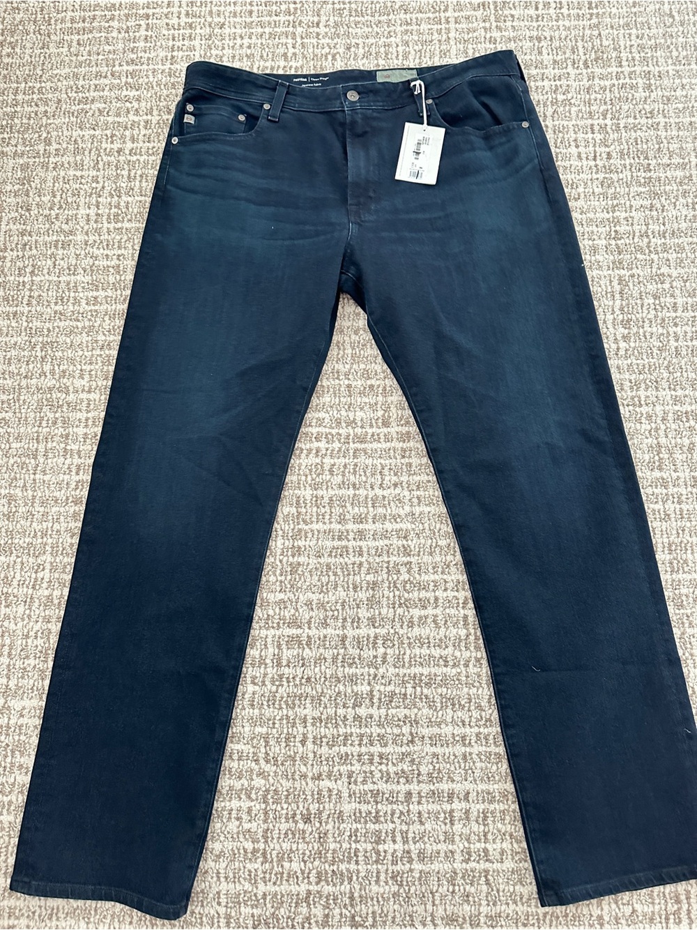 NWT AG Adriano Goldschmied Protege Dark Blue Straight-Leg Men's Jeans Sz 38/32